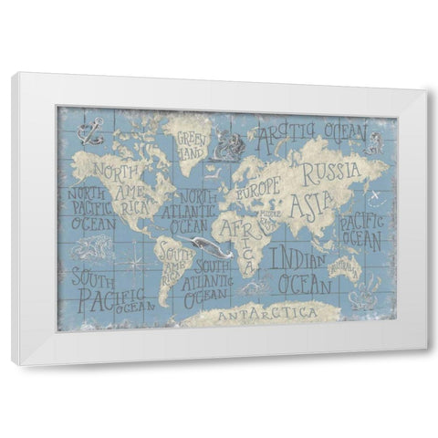 Mythical Map I Blue White Modern Wood Framed Art Print by Urban, Mary