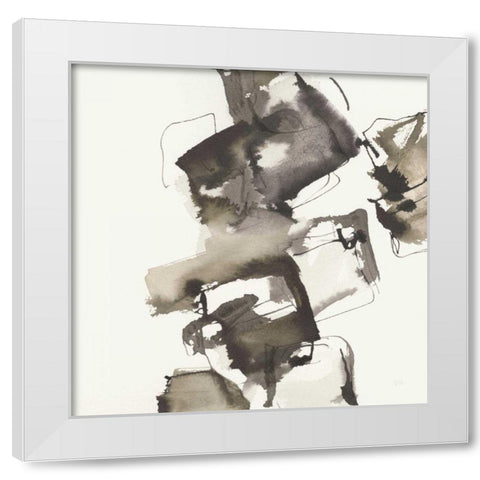 Stacked I Greige White Modern Wood Framed Art Print by Paschke, Chris