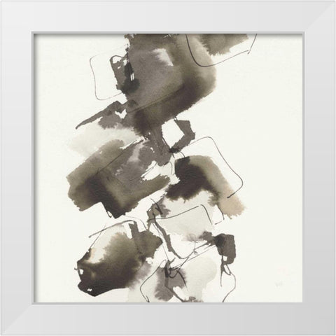 Stacked II Greige White Modern Wood Framed Art Print by Paschke, Chris