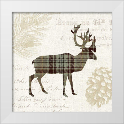 Plaid Lodge I Tan White Modern Wood Framed Art Print by Wild Apple Portfolio