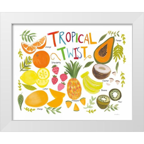 Fruity Smoothie II on White White Modern Wood Framed Art Print by Zaman, Farida