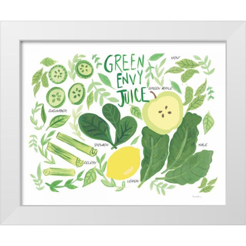 Fruity Smoothie III on White White Modern Wood Framed Art Print by Zaman, Farida