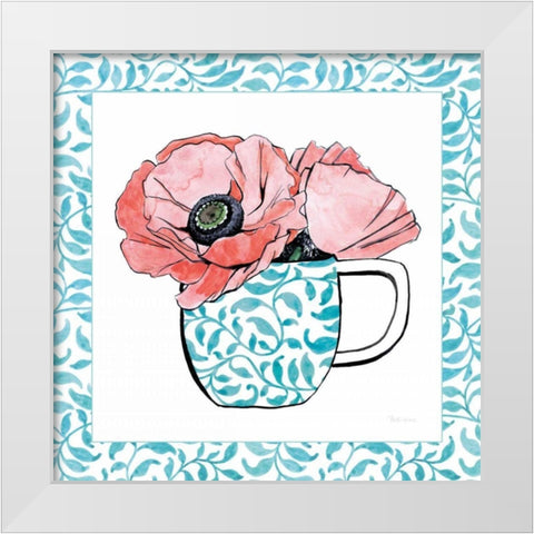 Floral Teacup II Vine Border White Modern Wood Framed Art Print by Grove, Beth