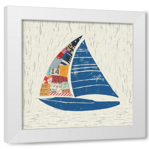 Nautical Collage IV on Linen White Modern Wood Framed Art Print by Prahl, Courtney