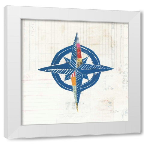 Nautical Collage I on Newsprint White Modern Wood Framed Art Print by Prahl, Courtney