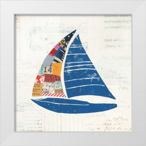 Nautical Collage IV on Newsprint White Modern Wood Framed Art Print by Prahl, Courtney