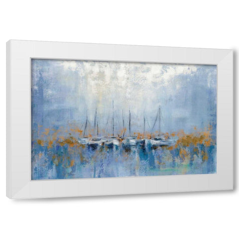 Boats in the Harbor I White Modern Wood Framed Art Print by Vassileva, Silvia