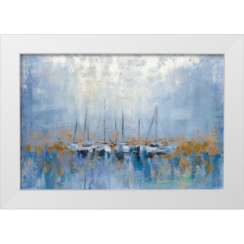 Boats in the Harbor I White Modern Wood Framed Art Print by Vassileva, Silvia