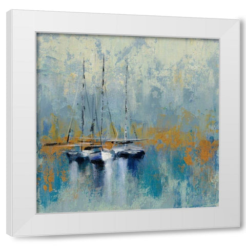 Boats in the Harbor III White Modern Wood Framed Art Print by Vassileva, Silvia
