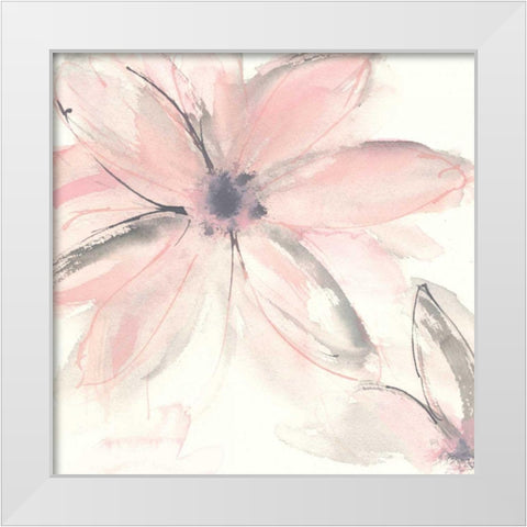 Blush Clematis II White Modern Wood Framed Art Print by Paschke, Chris