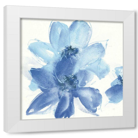 Cobalt Clematis I White Modern Wood Framed Art Print by Paschke, Chris