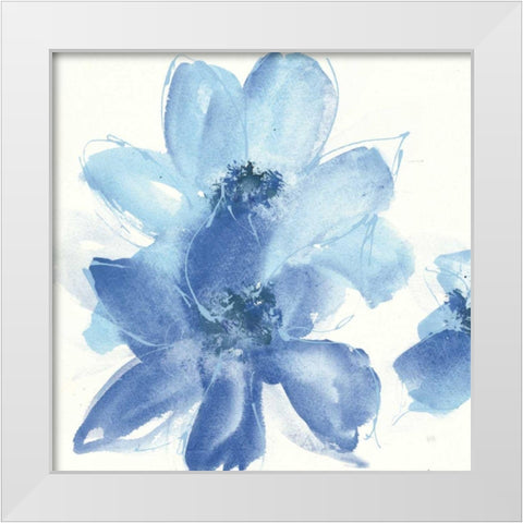 Cobalt Clematis I White Modern Wood Framed Art Print by Paschke, Chris