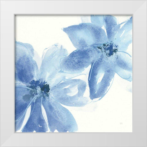 Cobalt Clematis II White Modern Wood Framed Art Print by Paschke, Chris