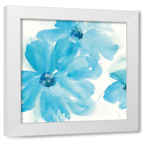 Aqua Mint Clematis I White Modern Wood Framed Art Print by Paschke, Chris