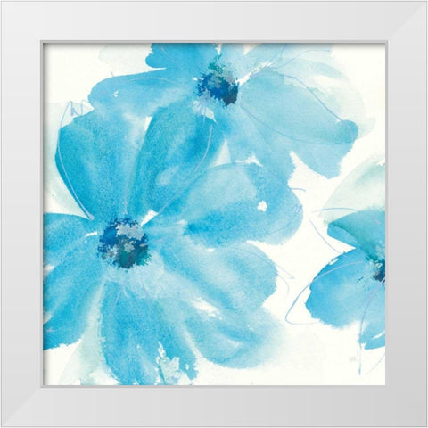 Aqua Mint Clematis I White Modern Wood Framed Art Print by Paschke, Chris