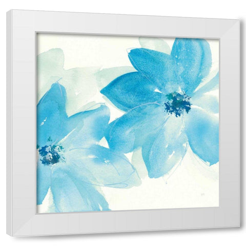 Aqua Mint Clematis II White Modern Wood Framed Art Print by Paschke, Chris