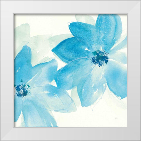Aqua Mint Clematis II White Modern Wood Framed Art Print by Paschke, Chris