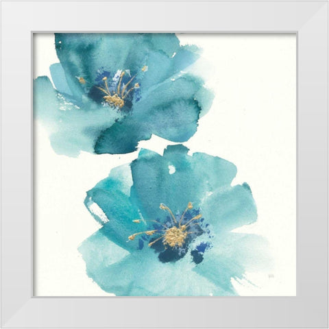 Teal Cosmos III White Modern Wood Framed Art Print by Paschke, Chris
