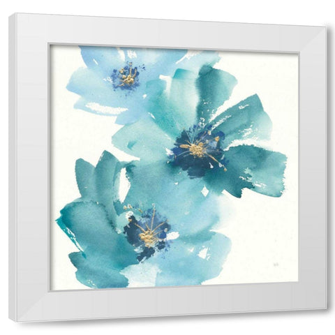 Teal Cosmos IV White Modern Wood Framed Art Print by Paschke, Chris