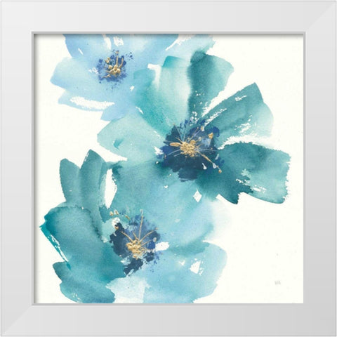 Teal Cosmos IV White Modern Wood Framed Art Print by Paschke, Chris