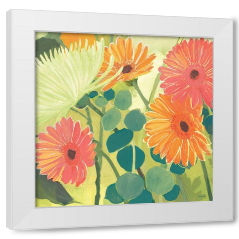 Tangerine Garden I White Modern Wood Framed Art Print by Lovell, Kathrine