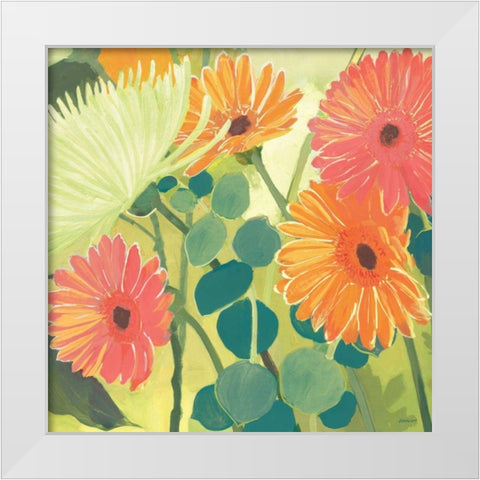 Tangerine Garden I White Modern Wood Framed Art Print by Lovell, Kathrine