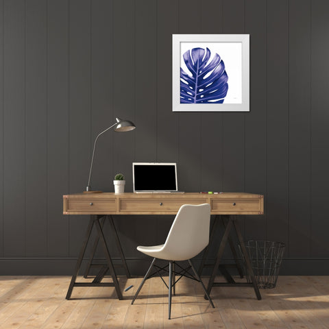 Statement Palms IV Indigo White Modern Wood Framed Art Print by Wellington Studio