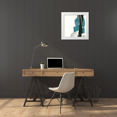 Black and Teal I White Modern Wood Framed Art Print by Paschke, Chris