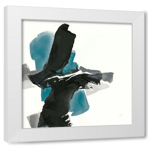 Black and Teal IV White Modern Wood Framed Art Print by Paschke, Chris