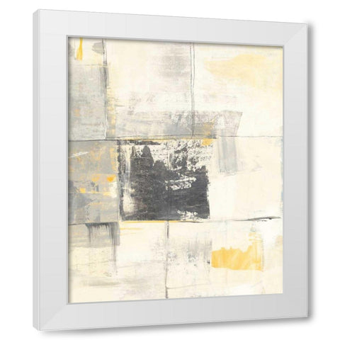 Gray and Yellow Blocks III White Modern Wood Framed Art Print by Schick, Mike