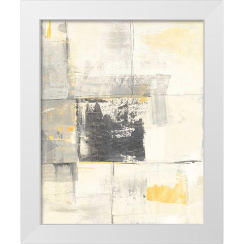 Gray and Yellow Blocks III White Modern Wood Framed Art Print by Schick, Mike