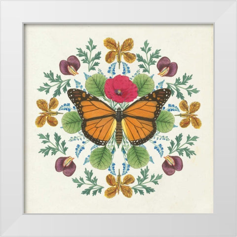 Butterfly Mandala I White Modern Wood Framed Art Print by Wild Apple Portfolio