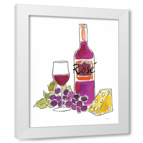 Wine Time III Rose White Modern Wood Framed Art Print by Zaman, Farida