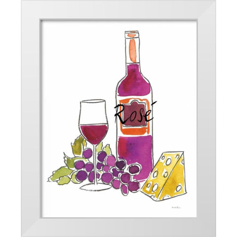 Wine Time III Rose White Modern Wood Framed Art Print by Zaman, Farida