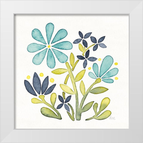 Garden Getaway Flowers I White Modern Wood Framed Art Print by Marshall, Laura