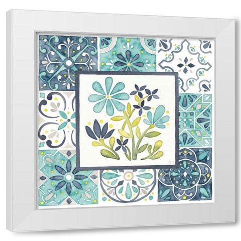 Garden Getaway Patchwork I White Modern Wood Framed Art Print by Marshall, Laura