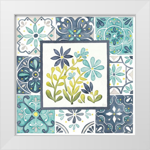 Garden Getaway Patchwork II White Modern Wood Framed Art Print by Marshall, Laura