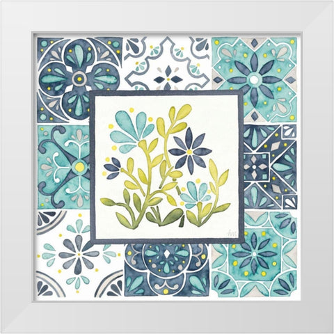 Garden Getaway Patchwork IV White Modern Wood Framed Art Print by Marshall, Laura