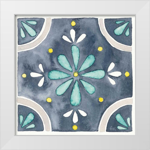 Garden Getaway Tile I Blue White Modern Wood Framed Art Print by Marshall, Laura