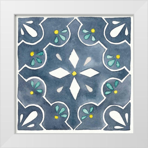 Garden Getaway Tile II Blue White Modern Wood Framed Art Print by Marshall, Laura