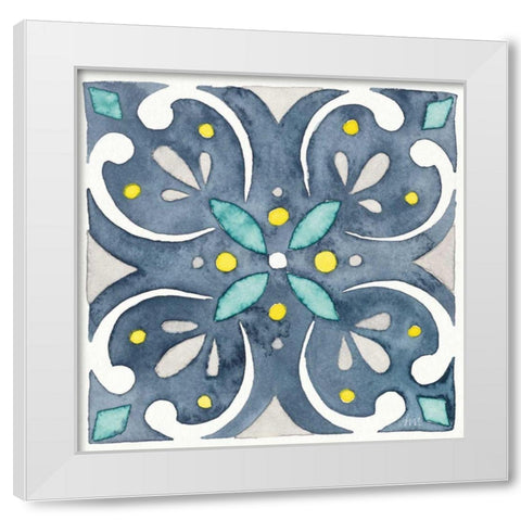 Garden Getaway Tile IV Blue White Modern Wood Framed Art Print by Marshall, Laura