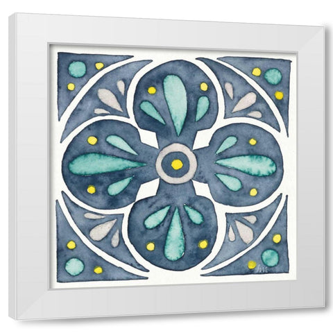 Garden Getaway Tile VI Blue White Modern Wood Framed Art Print by Marshall, Laura