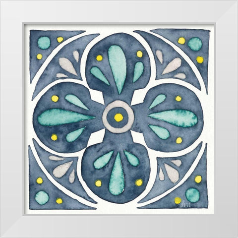 Garden Getaway Tile VI Blue White Modern Wood Framed Art Print by Marshall, Laura