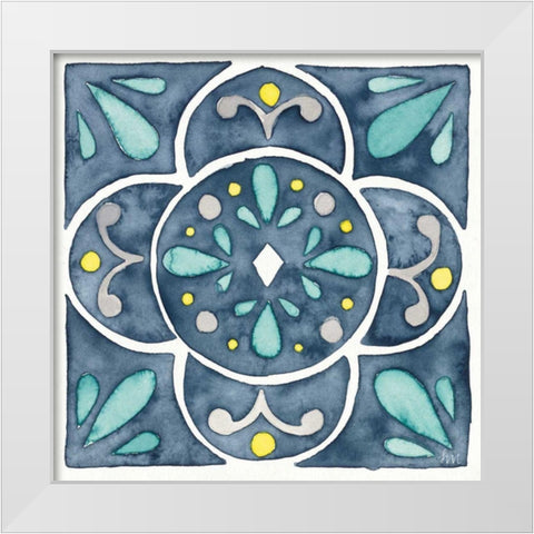 Garden Getaway Tile VII Blue White Modern Wood Framed Art Print by Marshall, Laura