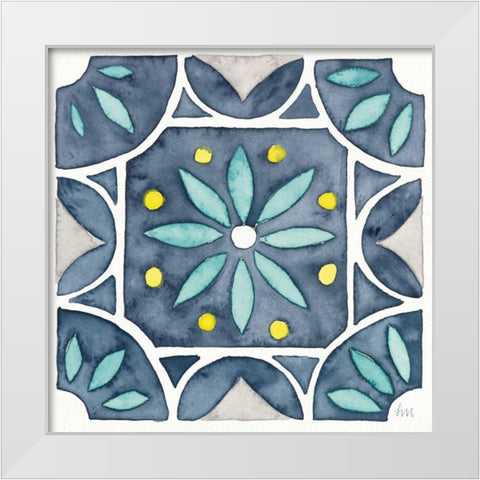 Garden Getaway Tile VIII Blue White Modern Wood Framed Art Print by Marshall, Laura