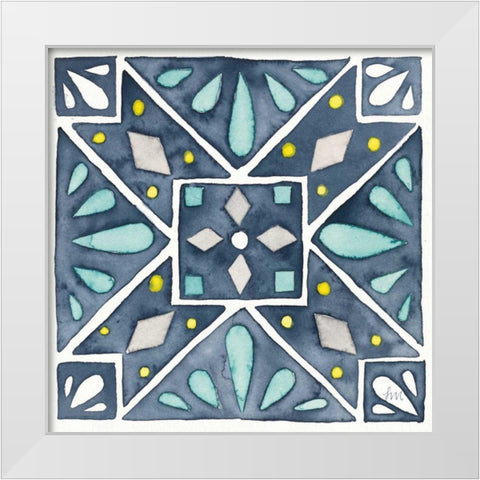 Garden Getaway Tile IX Blue White Modern Wood Framed Art Print by Marshall, Laura