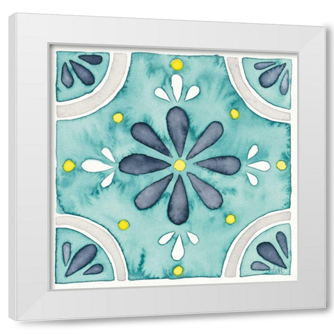 Garden Getaway Tile I Teal White Modern Wood Framed Art Print by Marshall, Laura