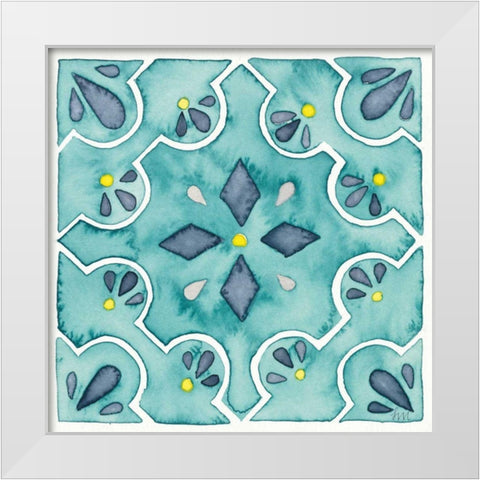 Garden Getaway Tile II Teal White Modern Wood Framed Art Print by Marshall, Laura