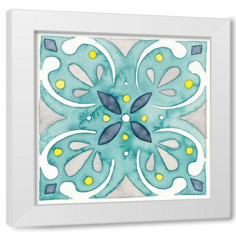 Garden Getaway Tile IV Teal White Modern Wood Framed Art Print by Marshall, Laura