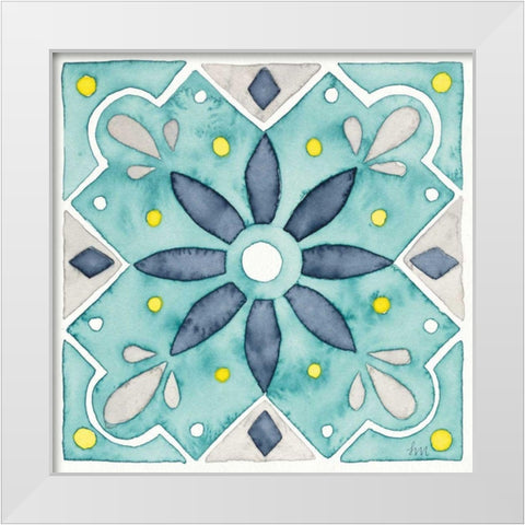Garden Getaway Tile V Teal White Modern Wood Framed Art Print by Marshall, Laura